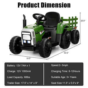 12V Ride on Tractor with 3-Gear-Shift Ground Loader for Kids 3+ Years Old-Dark Green view 5