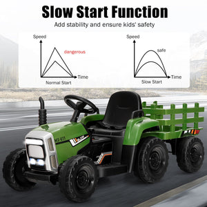 12V Ride on Tractor with 3-Gear-Shift Ground Loader for Kids 3+ Years Old-Dark Green view 7