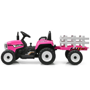12V Ride on Tractor with 3-Gear-Shift Ground Loader for Kids 3+ Years Old-Pink view 4