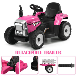 12V Ride on Tractor with 3-Gear-Shift Ground Loader for Kids 3+ Years Old-Pink view 9