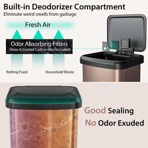 13.2 Gallon Step Trash Can with Soft Close Lid and Deodorizer Compartment-Golden view 7