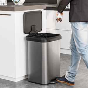 13.2 Gallon Step Trash Can with Soft Close Lid and Deodorizer Compartment-Silver view 2