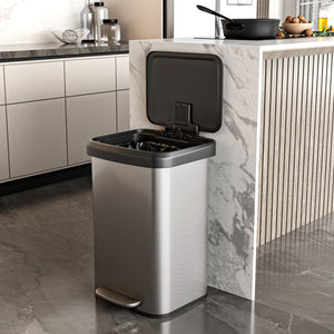 13.2 Gallon Step Trash Can with Soft Close Lid and Deodorizer Compartment-Silver view 3