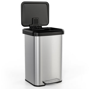 13.2 Gallon Step Trash Can with Soft Close Lid and Deodorizer Compartment-Silver view 4