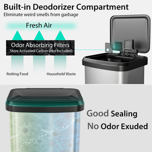 13.2 Gallon Step Trash Can with Soft Close Lid and Deodorizer Compartment-Silver view 6