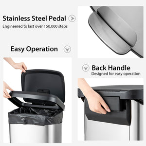 13.2 Gallon Step Trash Can with Soft Close Lid and Deodorizer Compartment-Silver view 8