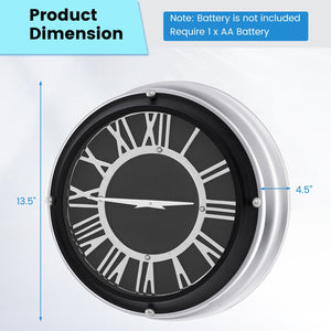 13.5/17.5 Inch Silent Wall Clock with Silver Frame-S view 4