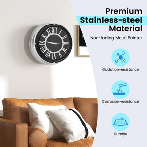 13.5/17.5 Inch Silent Wall Clock with Silver Frame-S view 6