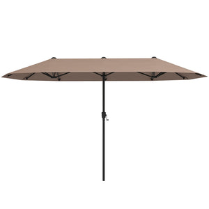 13 FT Large Patio Umbrella Outdoor Double-Sided Table Market Umbrella with Crank Handle-Coffee view 4