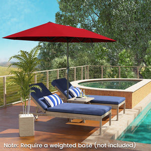 13 FT Large Patio Umbrella Outdoor Double-Sided Table Market Umbrella with Crank Handle-Red view 3