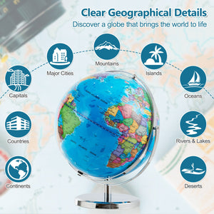 13 Inch Illuminated World Globe 720° Rotating Map with LED Light view 7