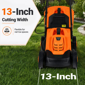 13-Inch 12-Amp Corded Electric Lawn Mower with 3-Position Height Adjustment-Orange view 5