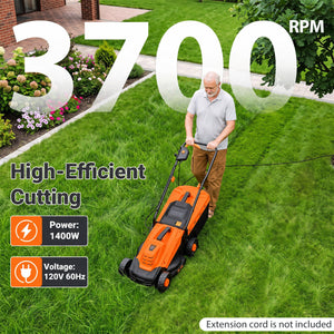 13-Inch 12-Amp Corded Electric Lawn Mower with 3-Position Height Adjustment-Orange view 6