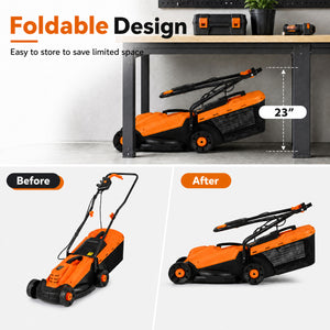 13-Inch 12-Amp Corded Electric Lawn Mower with 3-Position Height Adjustment-Orange view 8
