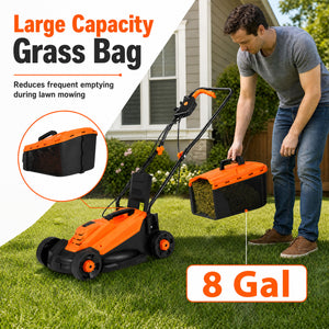 13-Inch 12-Amp Corded Electric Lawn Mower with 3-Position Height Adjustment-Orange view 9