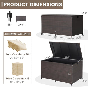 Outdoor Wicker Storage Box with Zippered Liner-133 Gallon view 5