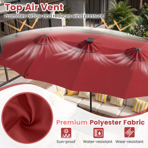 13 FT Double-Sided Patio Umbrella with 108 LED Lights and Base Included-Wine view 6