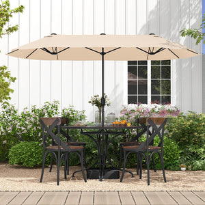 13 Feet Double-Sided Patio Twin Table Umbrella with Crank Handle-Beige view 3