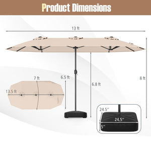 13 Feet Double-Sided Patio Twin Table Umbrella with Crank Handle-Beige view 5