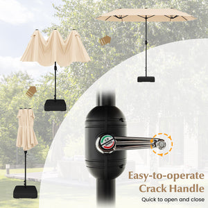 13 Feet Double-Sided Patio Twin Table Umbrella with Crank Handle-Beige view 7