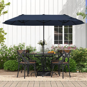 13 Feet Double-Sided Patio Twin Table Umbrella with Crank Handle-Navy view 2