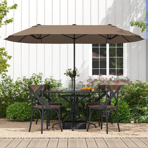13FT Double-sided Patio Twin Table Umbrella with Crank Handle-Tan view 2