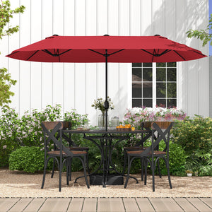 13 Feet Double-Sided Patio Twin Table Umbrella with Crank Handle-Wine view 3