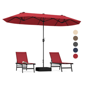13 Feet Double-Sided Patio Twin Table Umbrella with Crank Handle-Wine view 4