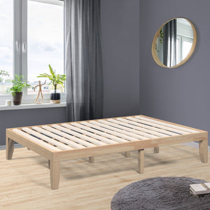 14 Inch Full Size Wood Platform Bed Frame with Wood Slat Support-Natural view 6
