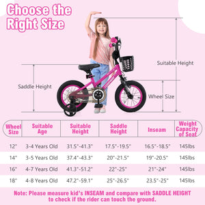 14 Inch Kids Bike Adjustable Bicycle with Front Basket for Children Aged 4-5 Years Old view 4