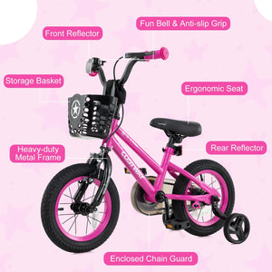 14 Inch Kids Bike Adjustable Bicycle with Front Basket for Children Aged 4-5 Years Old view 8