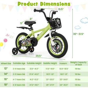 14 Inch Kids Bike Adjustable with Detachable Training Wheels for 3-5 Years Old-14 inches view 4
