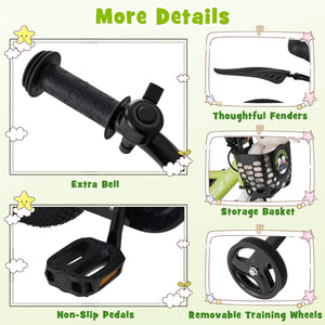 14 Inch Kids Bike Adjustable with Detachable Training Wheels for 3-5 Years Old-14 inches view 9