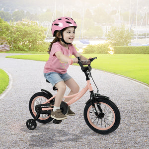 14 Inch Kids Bike Adjustable with Removable Training Wheels Pink for 3-8 Years Old view 2