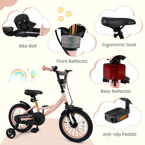 14 Inch Kids Bike Adjustable with Removable Training Wheels Pink for 3-8 Years Old view 5