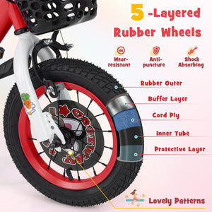14 Inch Kids Bike Adjustable with Storage Basket and Double Brake for 3-5 Years Old-14 inches view 7