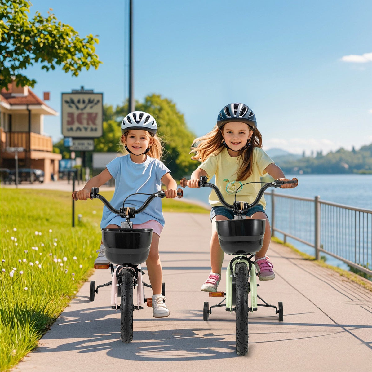 14-Inch Kids Bike Adjustable with Training Wheels for 3-5 Years Old view 2