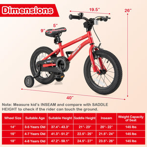 14-Inch Kids Bike Ages 3-8 with Handbrake and Coaster Brake and Bell Ring-14 inches view 3