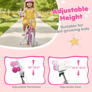 14 Inch Kids Bike for Aged 3-8 Years Old with Adjustable Handlebar Pink- Starlight Wave view 7