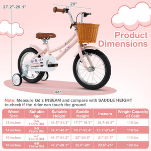 14 Inch Kids Bike Retro Bicycle with Adjustable Height and Basket for Ages 3-5 Years Old- view 3