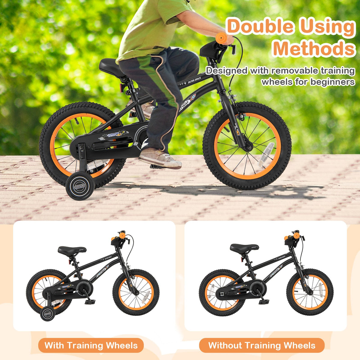 14-Inch Kids Bike Sport Bicycle for 3-5 Years Old with Adjustable Seat-14 inches view 2
