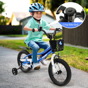 14 Inch Kids Bike with 2 Training Wheels for 3-5 Years Old-Blue view 3