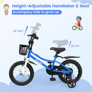 14 Inch Kids Bike with 2 Training Wheels for 3-5 Years Old-Blue view 5