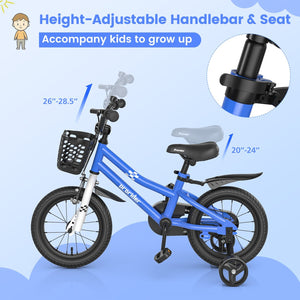 14 Inch Kids Bike with 2 Training Wheels for 3-5 Years Old-Navy view 5