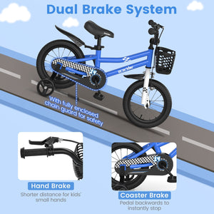 14 Inch Kids Bike with 2 Training Wheels for 3-5 Years Old-Navy view 6