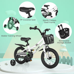 14 Inch Kids Bike with 2 Training Wheels for 3-5 Years Old-Black & White view 7