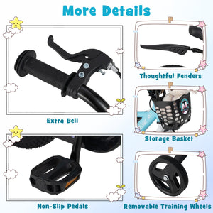 14 Inch Kids Bike with Adjustable Handlebar and Saddle for 3-5 Years Old-14 inches view 9