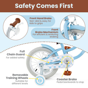 14 Inch Kids Bike with Adjustable Handlebar and Seat for 3-5 Year Old view 6