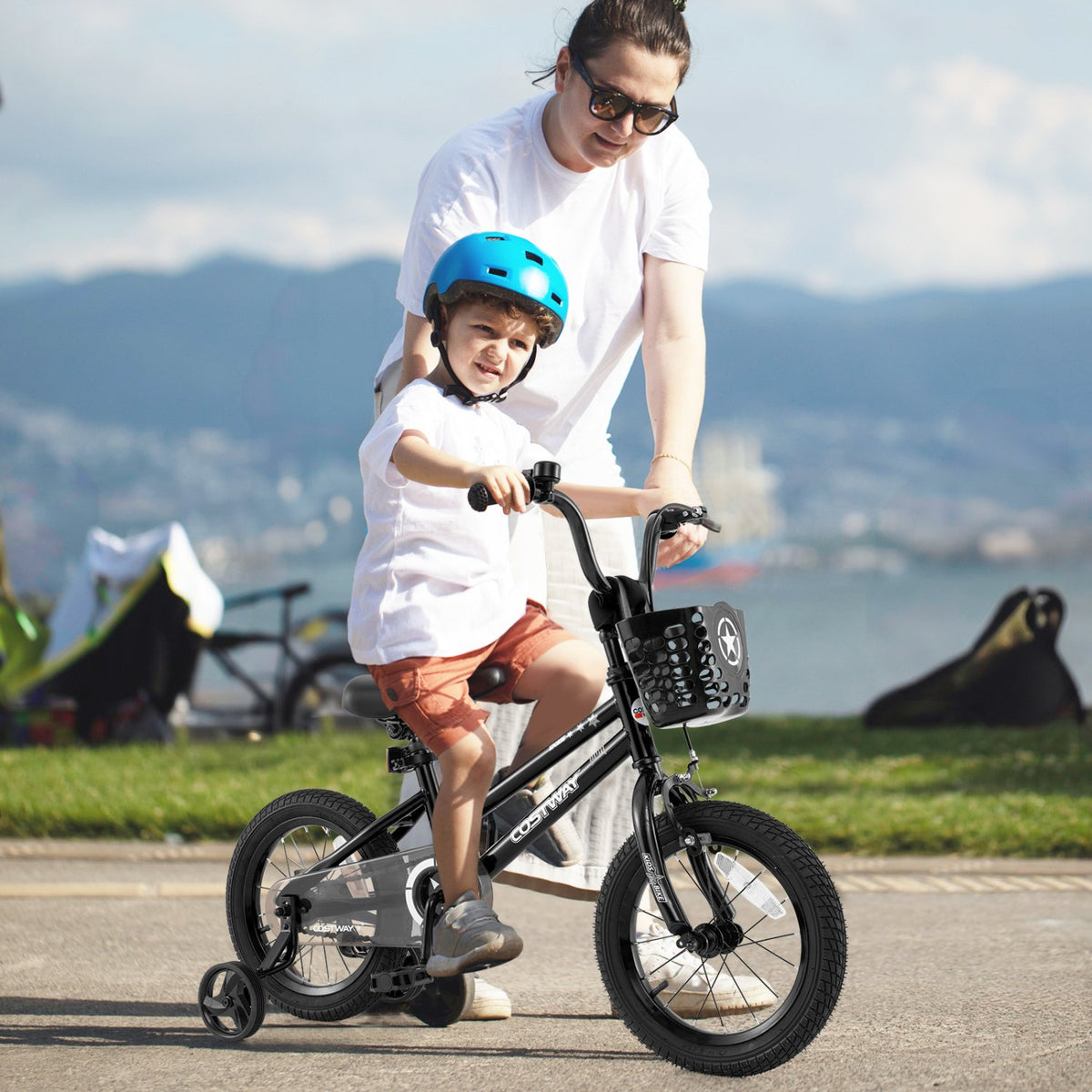 14 Inch Kids Bike with Basket and Training Wheels for Children Aged 4-5 Years Old view 2