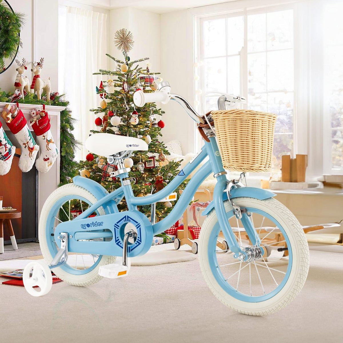 14-Inch Kids Bike with Training Wheels and Adjustable Handlebar Seat-Blue view 2
